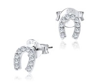 Horseshoe Shaped CZ Silver Ear Stud STS-3629